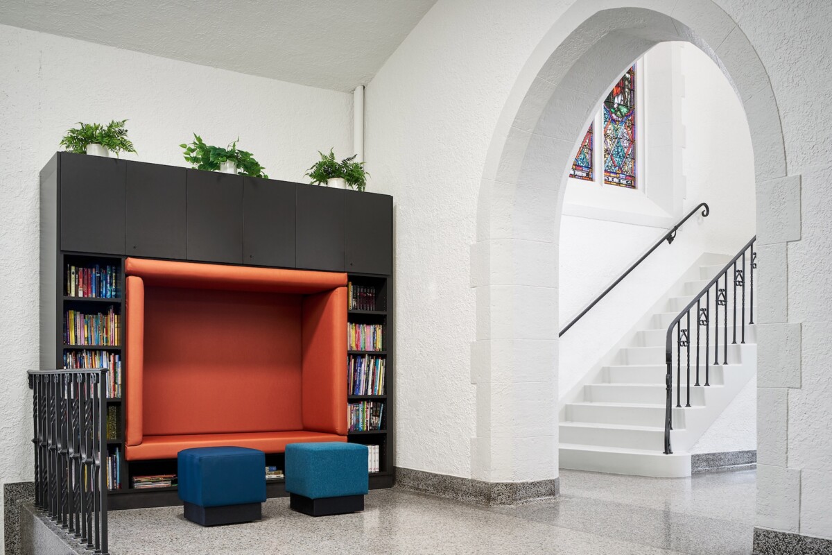 Church interior at Belfry Apartments