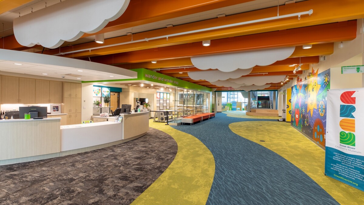Great River Children’s Museum interior in St. Cloud, Minnesota, designed by GLTArchitects