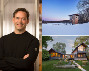 Architect David Wagner pictured with two of his projects
